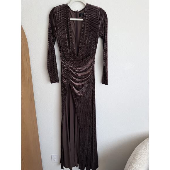 Michael Costello Sheana Gown Revolve Brown Velvet Maxi Dress - Picture 3 of 10
